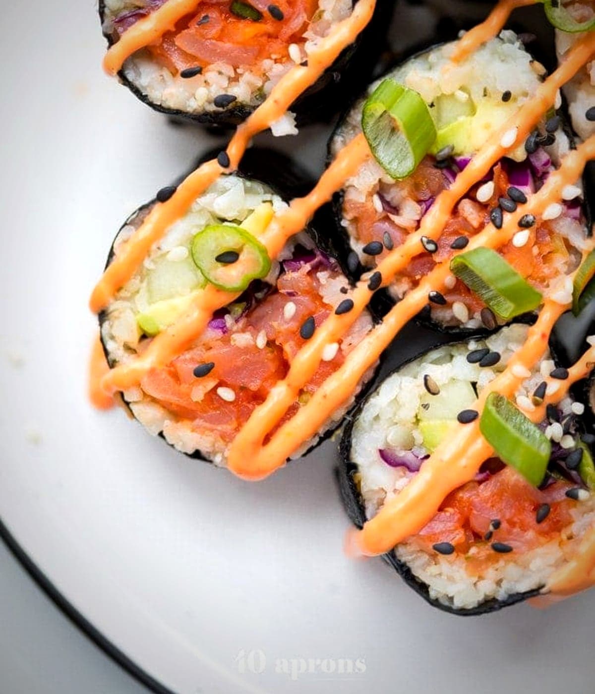 The Sexy roll at Daisuki Sushi, a bright specialty roll with a glossy finish.